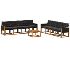 Lauko sofos komplektas su pagalve 9 pcs Natūrali ir juoda