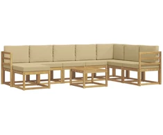 Lauko sofos komplektas su pagalve 9 pcs Balta ir kreminė
