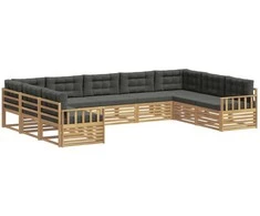 Lauko sofos komplektas su pagalve 9 pcs Balta ir antracito