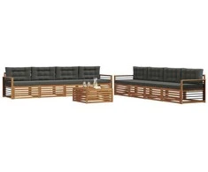 Lauko sofos komplektas su pagalve 9 pcs Natūralus ir antracitas