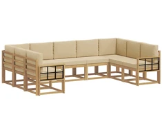 Lauko sofos komplektas su pagalve 9 pcs Balta ir kreminė