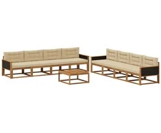 Lauko sofos komplektas su pagalve 9 pcs Natūralus ir bežinis