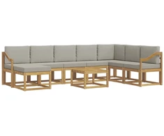Lauko sofos komplektas su pagalve 9 pcs Balta ir šviesiai pilka