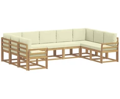 Lauko sofos komplektas su pagalve 9 pcs Balta ir kreminė