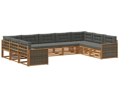 Lauko sofos komplektas su pagalve 9 pcs Natūralus ir antracitas