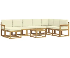 Lauko sofos komplektas su pagalve 9 pcs Balta ir kreminė