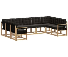 Lauko sofos komplektas su pagalve 9 pcs Balta ir juoda