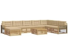 Lauko sofos komplektas su pagalve 9 pcs Balta ir kreminė