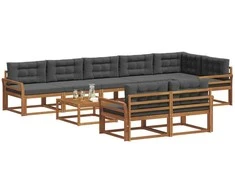 Lauko sofos komplektas su pagalve 9 pcs Natūralus ir antracitas