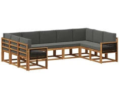 Lauko sofos komplektas su pagalve 9 pcs Natūralus ir antracitas