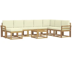 Lauko sofos komplektas su pagalve 9 pcs Balta ir kreminė