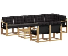 Lauko sofos komplektas su pagalve 9 pcs Balta ir juoda