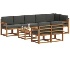 Lauko sofos komplektas su pagalve 9 pcs Natūralus ir antracitas