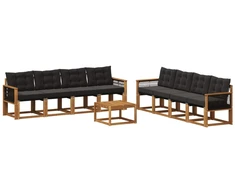 Lauko sofos komplektas su pagalve 9 pcs Natūrali ir juoda