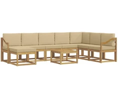 Lauko sofos komplektas su pagalve 9 pcs Balta ir kreminė