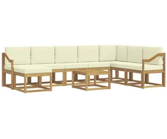 Lauko sofos komplektas su pagalve 9 pcs Balta ir kreminė