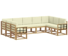 Lauko sofos komplektas su pagalve 9 pcs Balta ir kreminė