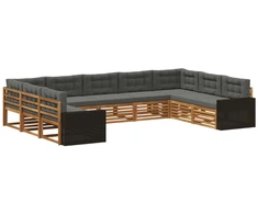 Lauko sofos komplektas su pagalve 9 pcs Natūralus ir antracitas