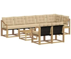 Lauko sofos komplektas su pagalve 9 pcs Balta ir kreminė