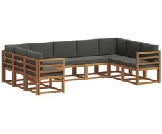 Lauko sofos komplektas su pagalve 9 pcs Natūralus ir antracitas