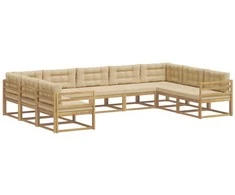 Lauko sofos komplektas su pagalve 9 pcs Balta ir kreminė
