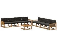 Lauko sofos komplektas su pagalve 9 pcs Natūrali ir juoda