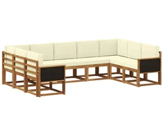 Lauko sofos komplektas su pagalve 9 pcs Natūralus ir grietinėlė