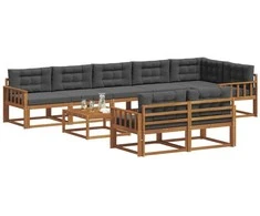 Lauko sofos komplektas su pagalve 9 pcs Natūralus ir antracitas