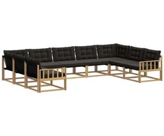 Lauko sofos komplektas su pagalve 9 pcs Balta ir juoda