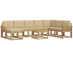 Lauko sofos komplektas su pagalve 9 pcs Balta ir kreminė