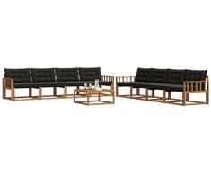 Lauko sofos komplektas su pagalve 9 pcs Natūrali ir juoda