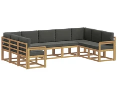 Lauko sofos komplektas su pagalve 9 pcs Balta ir antracito