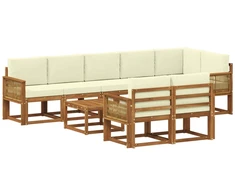 Lauko sofos komplektas su pagalve 9 pcs Natūralus ir grietinėlė