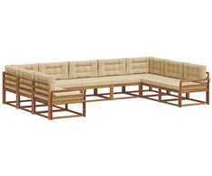 Lauko sofos komplektas su pagalve 9 pcs Natūralus ir bežinis