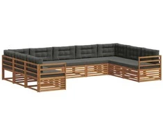 Lauko sofos komplektas su pagalve 9 pcs Natūralus ir antracitas