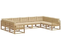 Lauko sofos komplektas su pagalve 9 pcs Balta ir kreminė