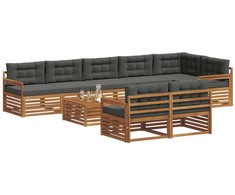 Lauko sofos komplektas su pagalve 9 pcs Natūralus ir antracitas