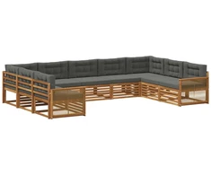 Lauko sofos komplektas su pagalve 9 pcs Natūralus ir antracitas
