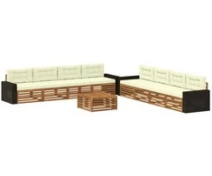 Lauko sofos komplektas su pagalve 9 pcs Natūralus ir grietinėlė