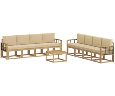 Lauko sofos komplektas su pagalve 9 pcs Balta ir kreminė