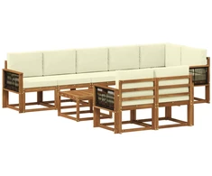 Lauko sofos komplektas su pagalve 9 pcs Natūralus ir grietinėlė