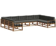 Lauko sofos komplektas su pagalve 9 pcs Natūralus ir antracitas
