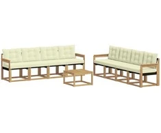 Lauko sofos komplektas su pagalve 9 pcs Balta ir kreminė