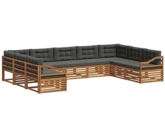 Lauko sofos komplektas su pagalve 9 pcs Natūralus ir antracitas