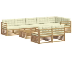 Lauko sofos komplektas su pagalve 9 pcs Balta ir kreminė