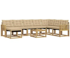 Lauko sofos komplektas su pagalve 9 pcs Balta ir kreminė
