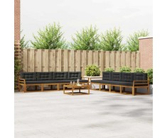 Lauko sofos komplektas su pagalve 9 pcs Natūralus ir antracitas