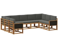 Lauko sofos komplektas su pagalve 9 pcs Natūralus ir antracitas