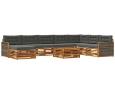 Lauko sofos komplektas su pagalve 9 pcs Natūralus ir antracitas