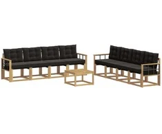 Lauko sofos komplektas su pagalve 9 pcs Balta ir juoda
